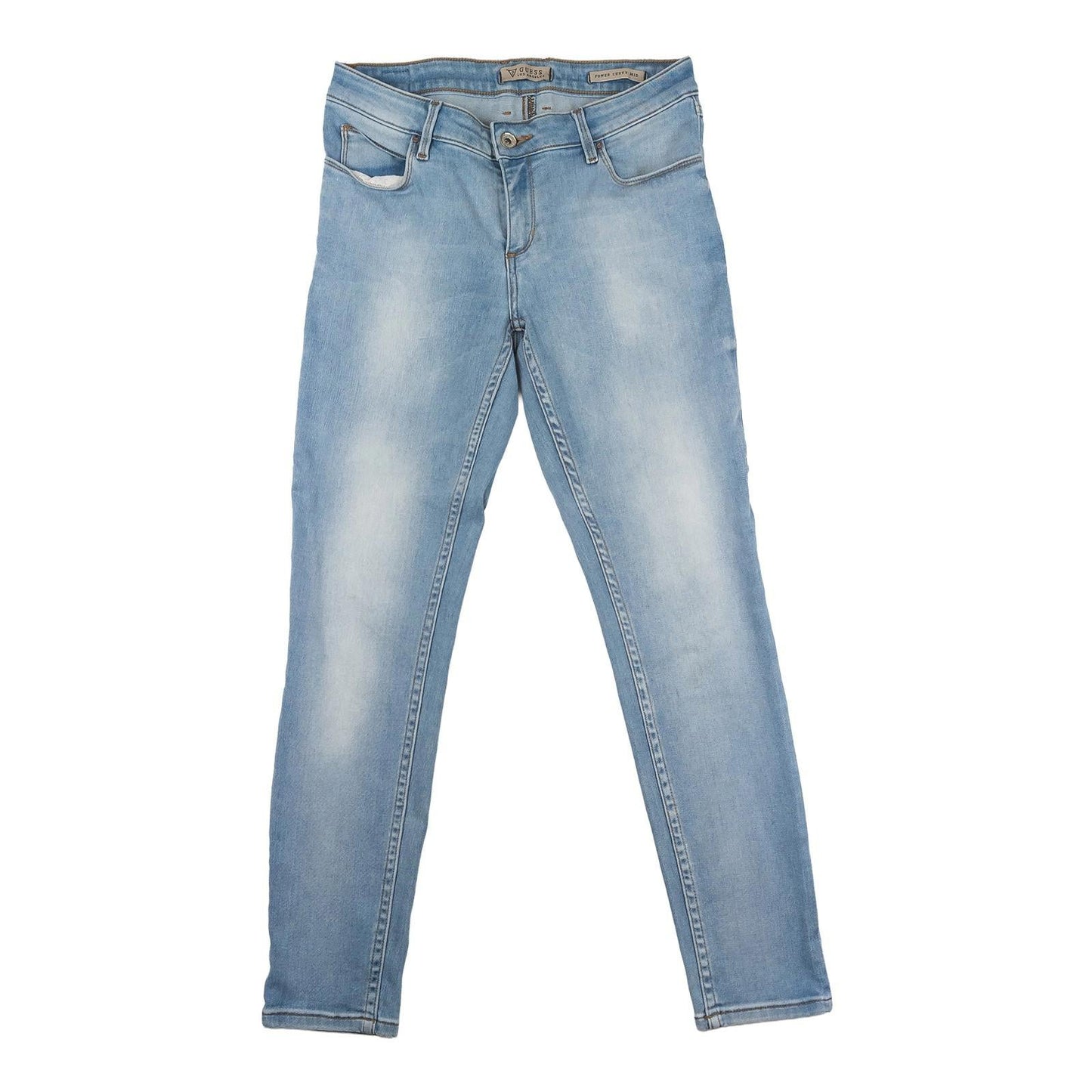 Guess Women's Jeans W27 Power Curvy Mid Rise Skinny Light Blue Stretch Denim by GUESS – | RewearableUK