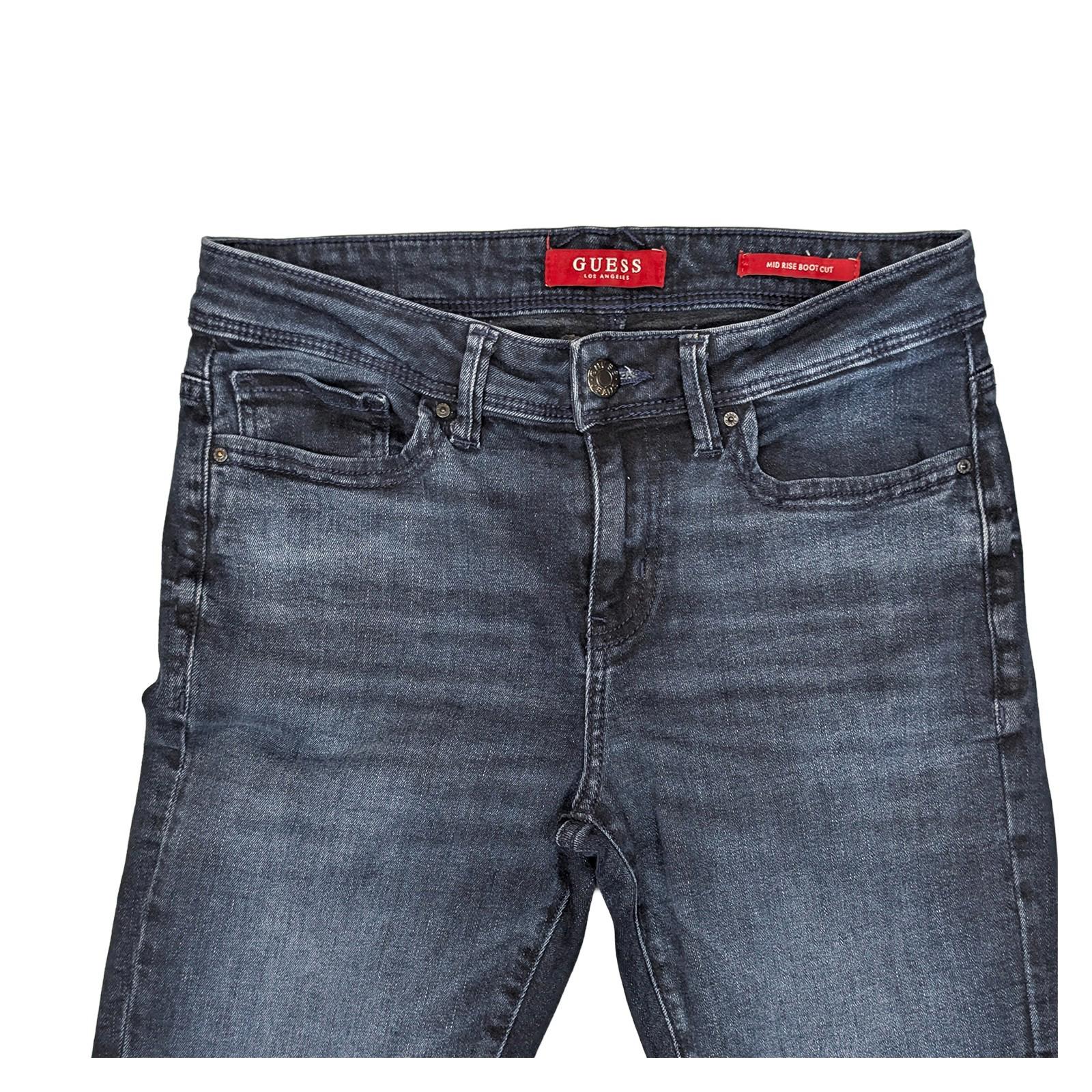 Guess Women's Mid Rise Boot Cut Jeans W28 Blue Raw Hem Stretch Denim Authentic by GUESS – | RewearableUK