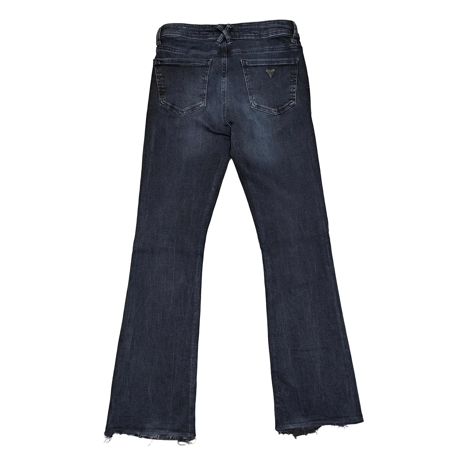 Guess Women's Mid Rise Boot Cut Jeans W28 Blue Raw Hem Stretch Denim Authentic by GUESS – | RewearableUK