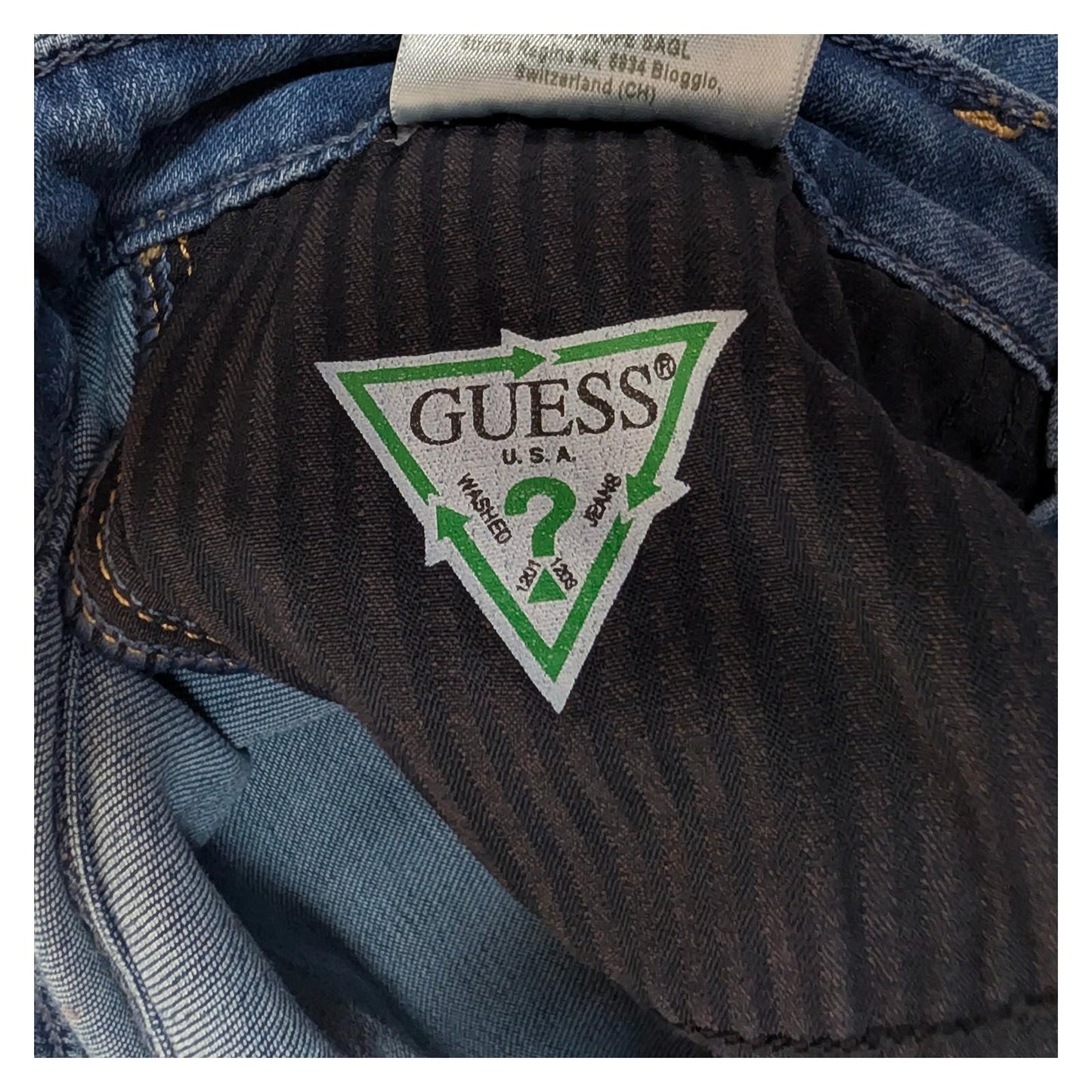 Guess Women's Sexy Boot Jeans W25 L36 Blue Mid Rise Rhinestone Crystal Stretch by GUESS – | RewearableUK