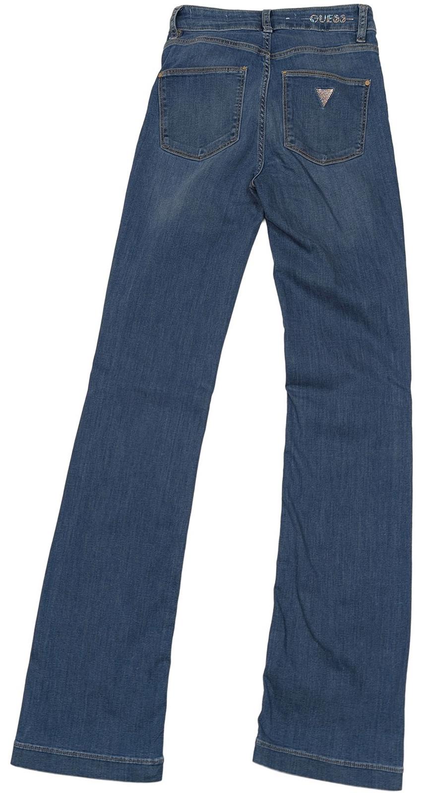 Guess Women's Sexy Boot Jeans W25 L36 Blue Mid Rise Rhinestone Crystal Stretch by GUESS – | RewearableUK