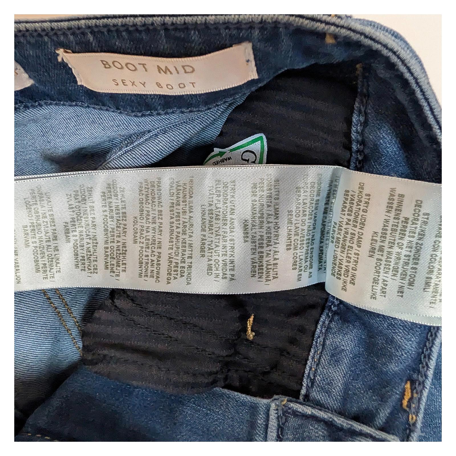 Guess Women's Sexy Boot Jeans W25 L36 Blue Mid Rise Rhinestone Crystal Stretch by GUESS – | RewearableUK