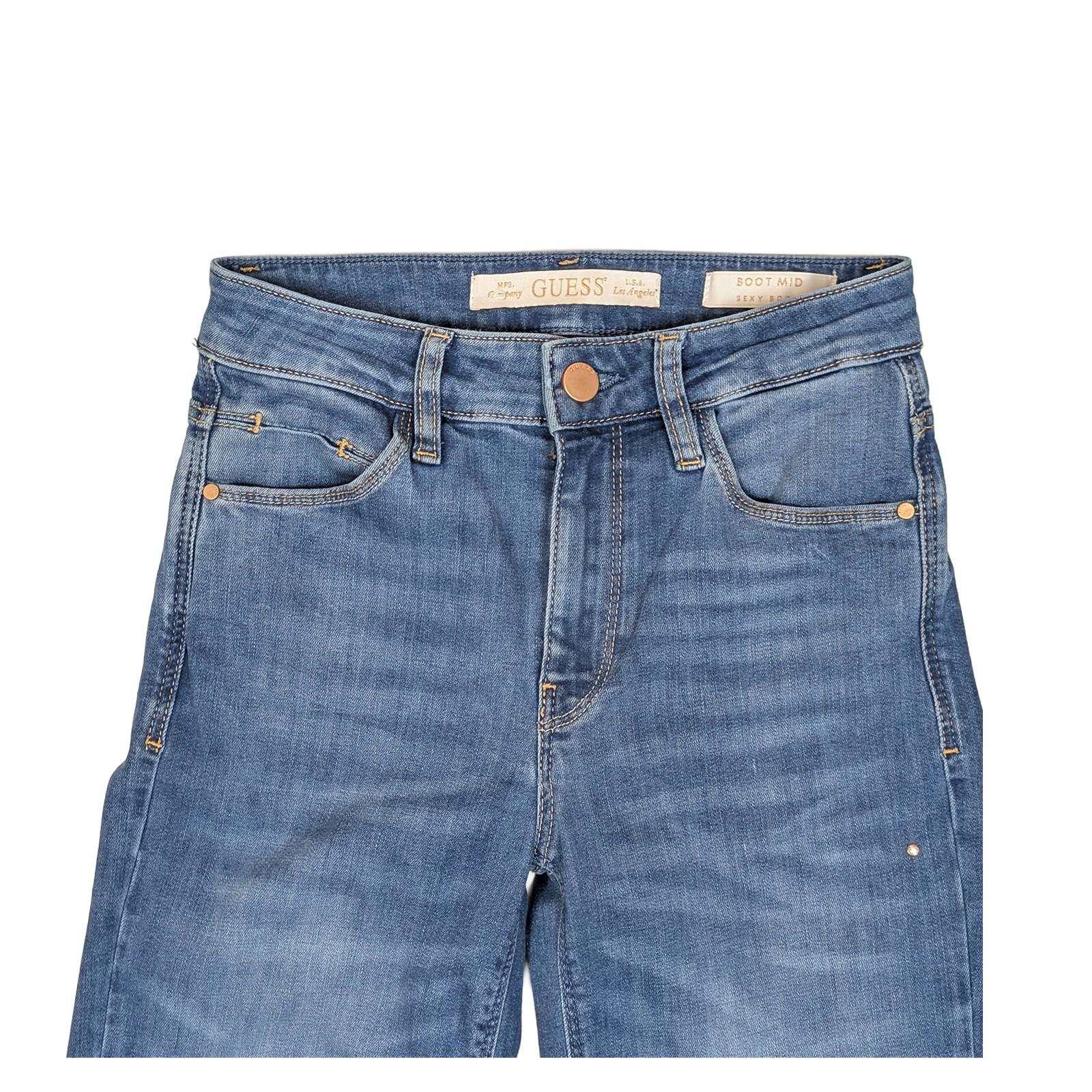 Guess Women's Sexy Boot Jeans W25 L36 Blue Mid Rise Rhinestone Crystal Stretch by GUESS – | RewearableUK