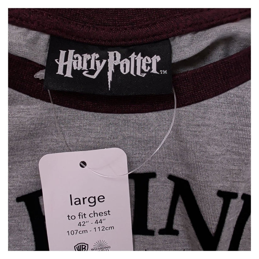 Harry Potter Gryffindor Bravery Men's Raglan T-Shirt L Grey Burgundy Lion – product photo 7 | RewearableUK