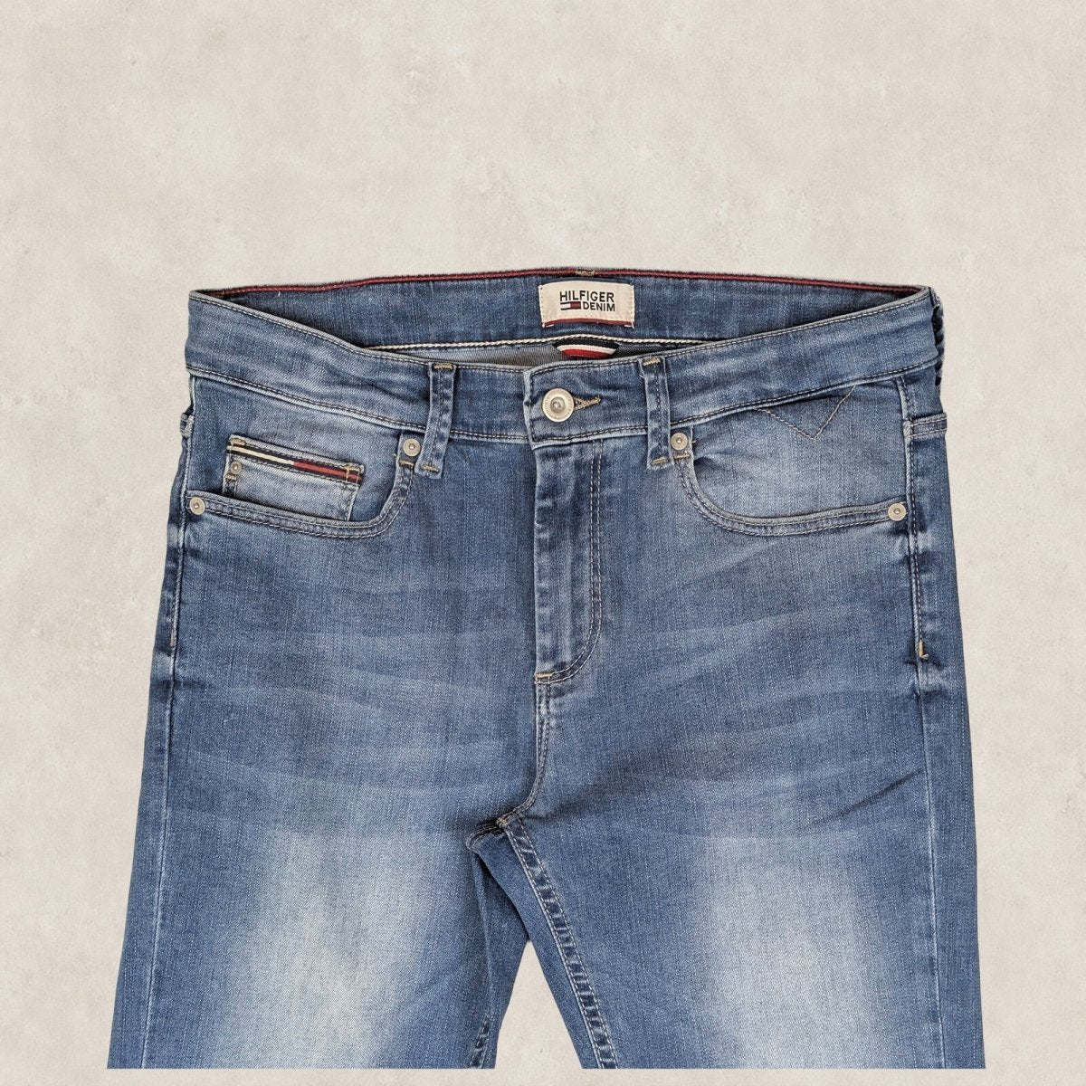 Hilfiger Denim Mens Jeans W30 L30 Blue Slim Straight Faded Medium Wash – product photo 3 | RewearableUK