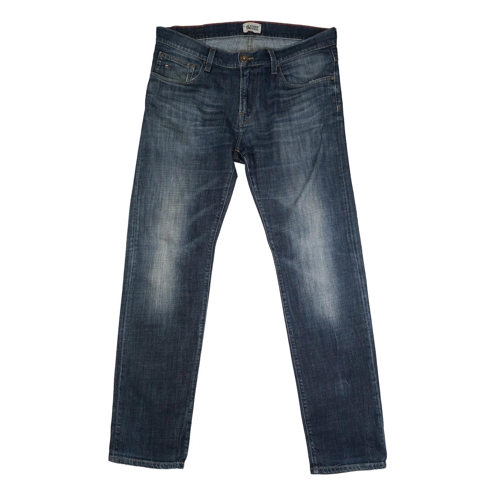 Hilfiger Denim Men's Jeans W34 L32 Blue Straight Fit Stretch Button Fly Pants by Hilfiger Denim – | RewearableUK