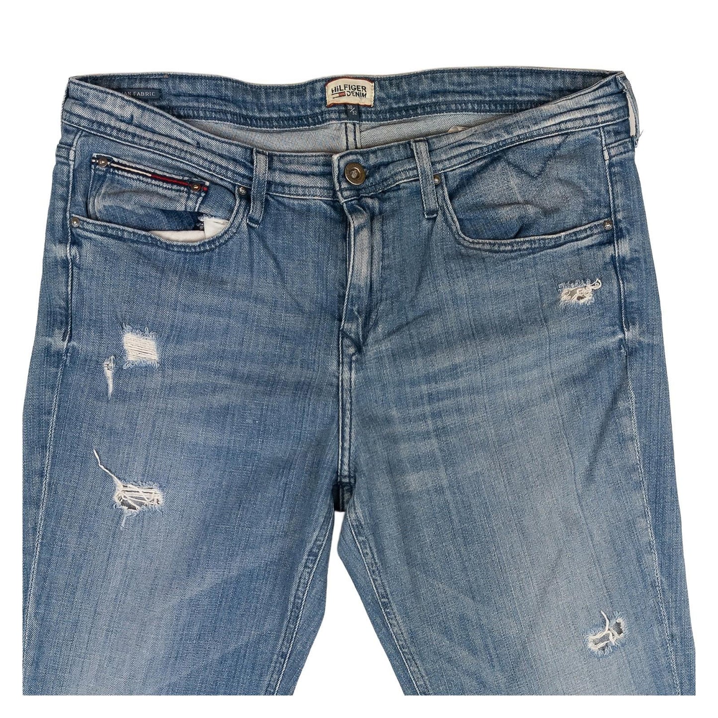 Hilfiger Denim Milan Jeans W30 L32 Light Blue Straight Fit Distressed Ripped by Hilfiger Denim – | RewearableUK