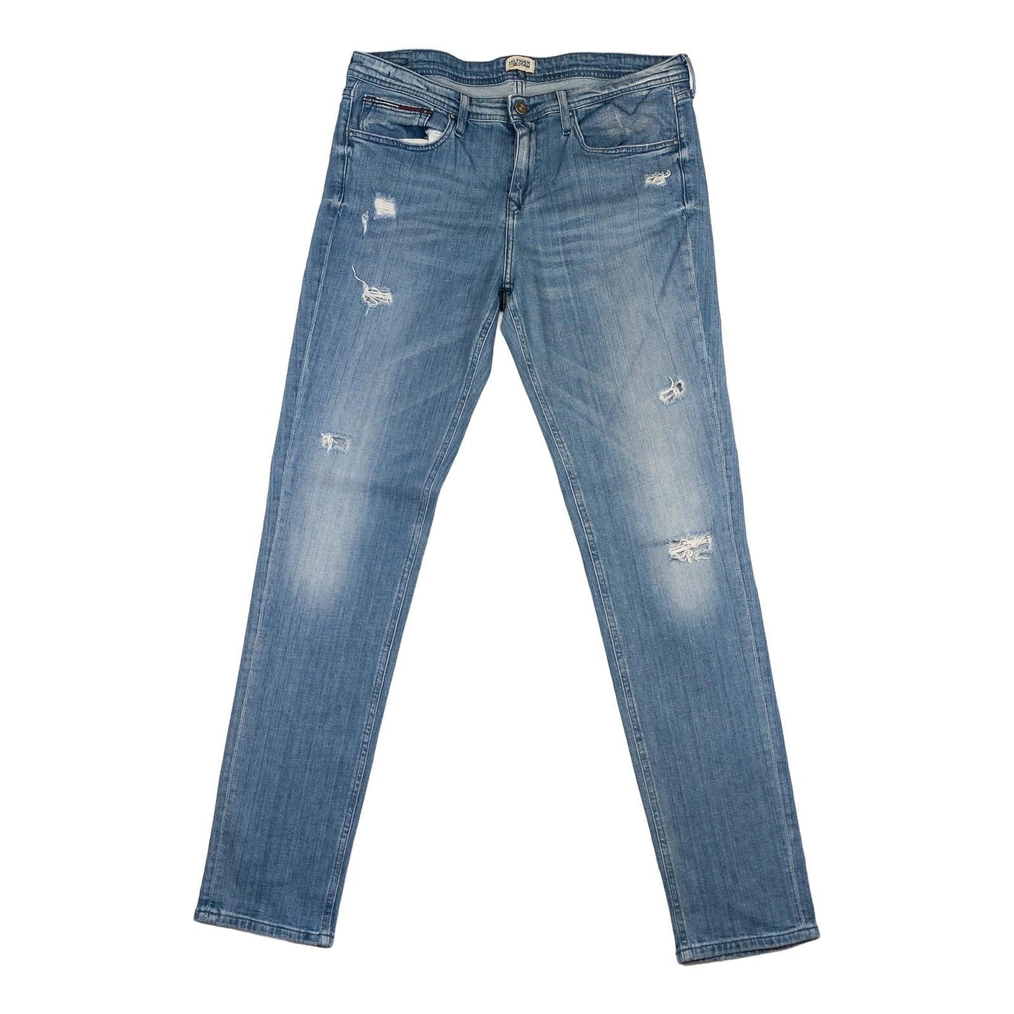 Hilfiger Denim Milan Jeans W30 L32 Light Blue Straight Fit Distressed Ripped by Hilfiger Denim – | RewearableUK