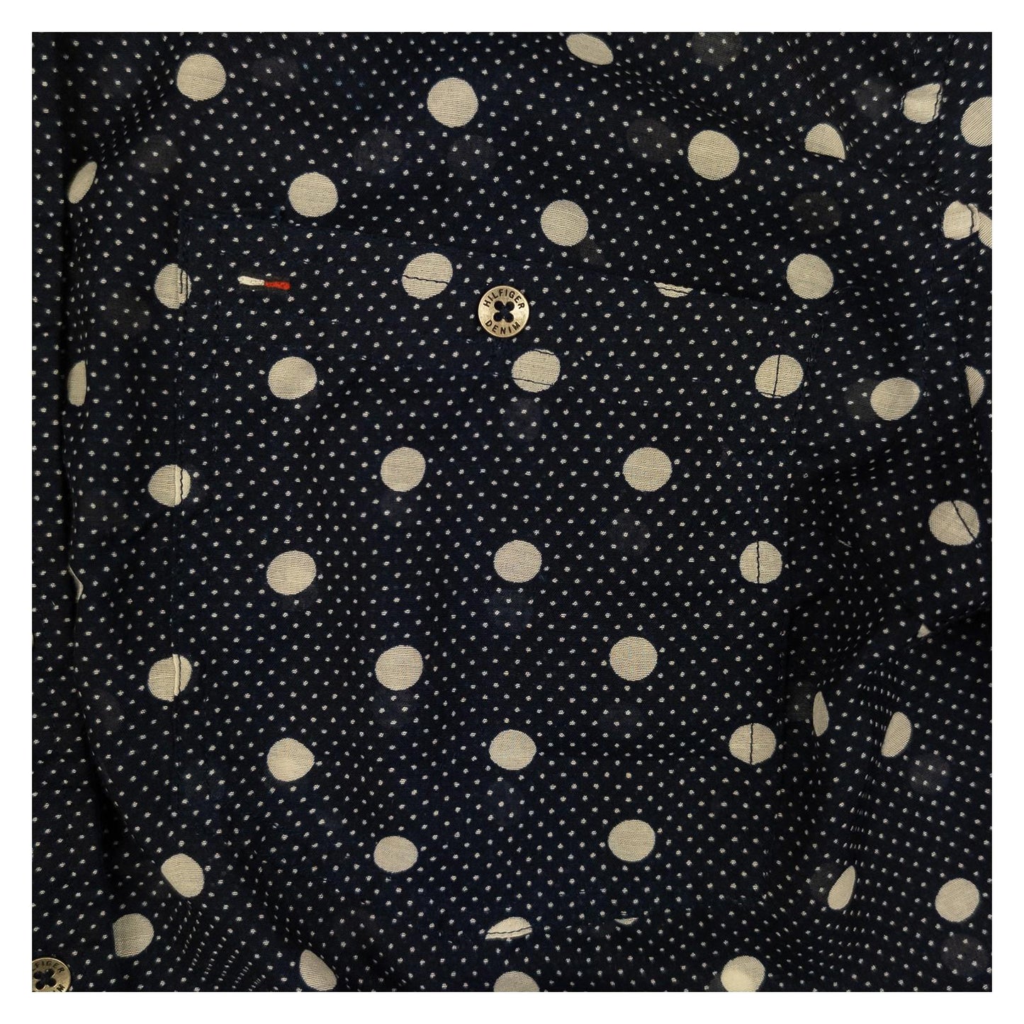 Hilfiger Denim Shirt Womens Size M Navy Polka Dot Studded Beaded Cotton Top by Hilfiger Denim – | RewearableUK