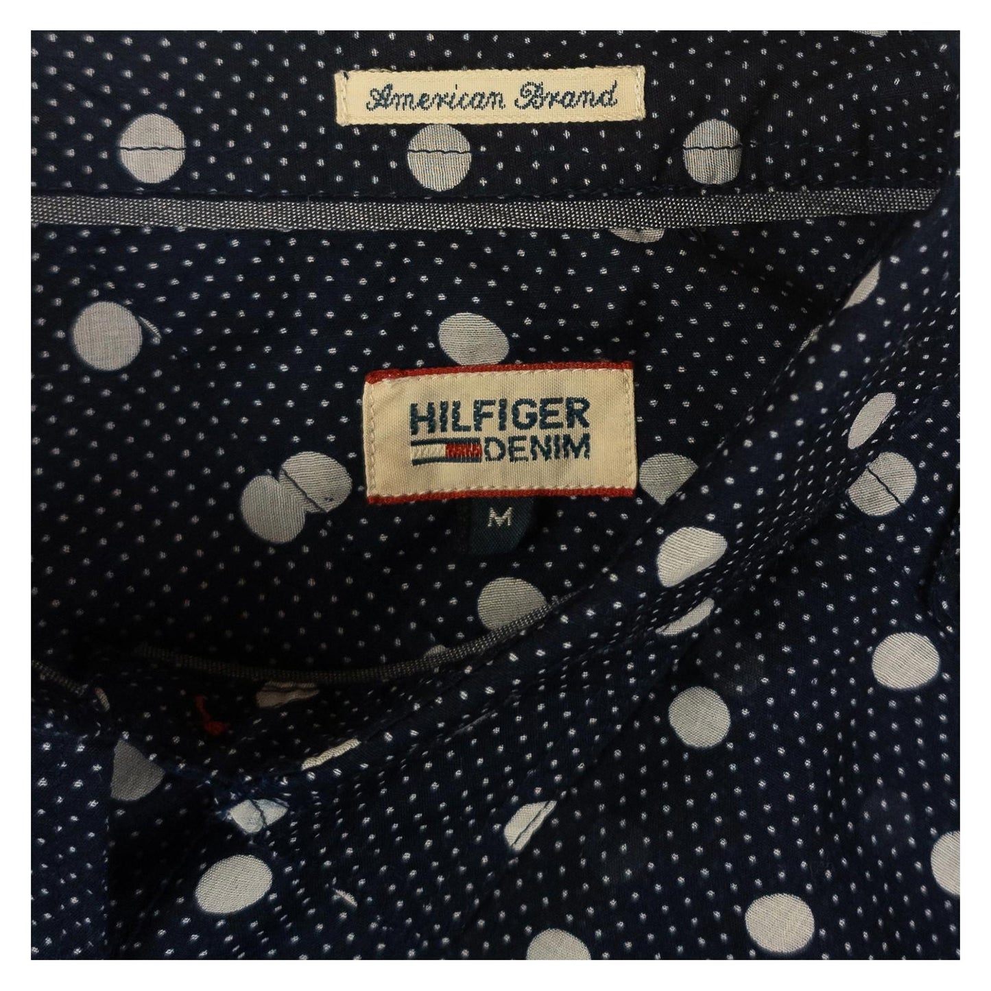 Hilfiger Denim Shirt Womens Size M Navy Polka Dot Studded Beaded Cotton Top by Hilfiger Denim – | RewearableUK