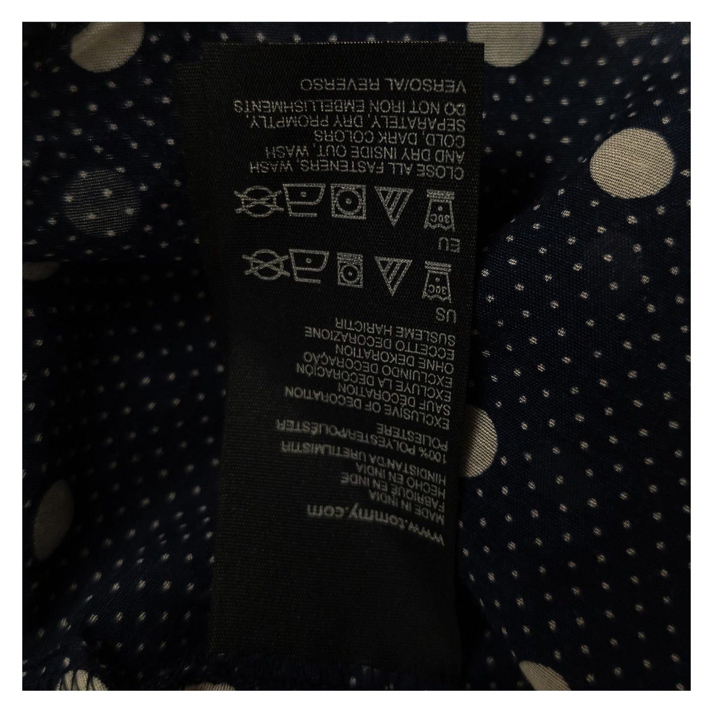 Hilfiger Denim Shirt Womens Size M Navy Polka Dot Studded Beaded Cotton Top by Hilfiger Denim – | RewearableUK