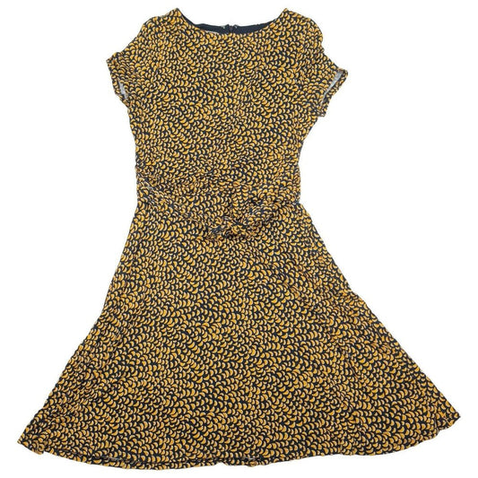 Hobbs A-Line Dress UK 14 Black Yellow Print Tie Waist – Dresses product photo 2 | RewearableUK