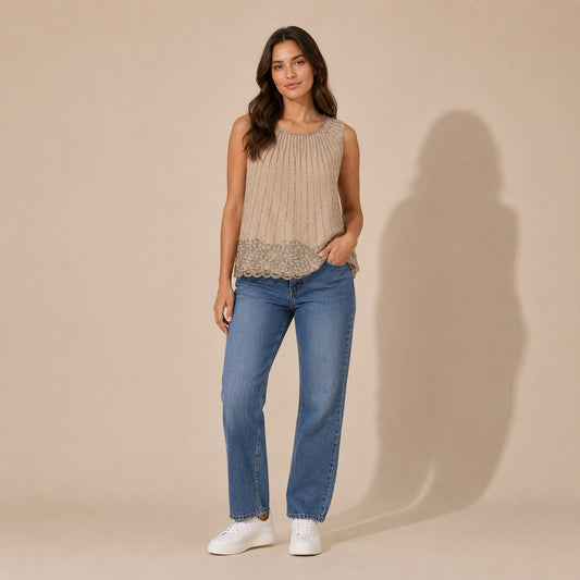 Hobbs Amersham Silk Beaded Top UK 16 Oyster NWT – Top product photo 1 | RewearableUK