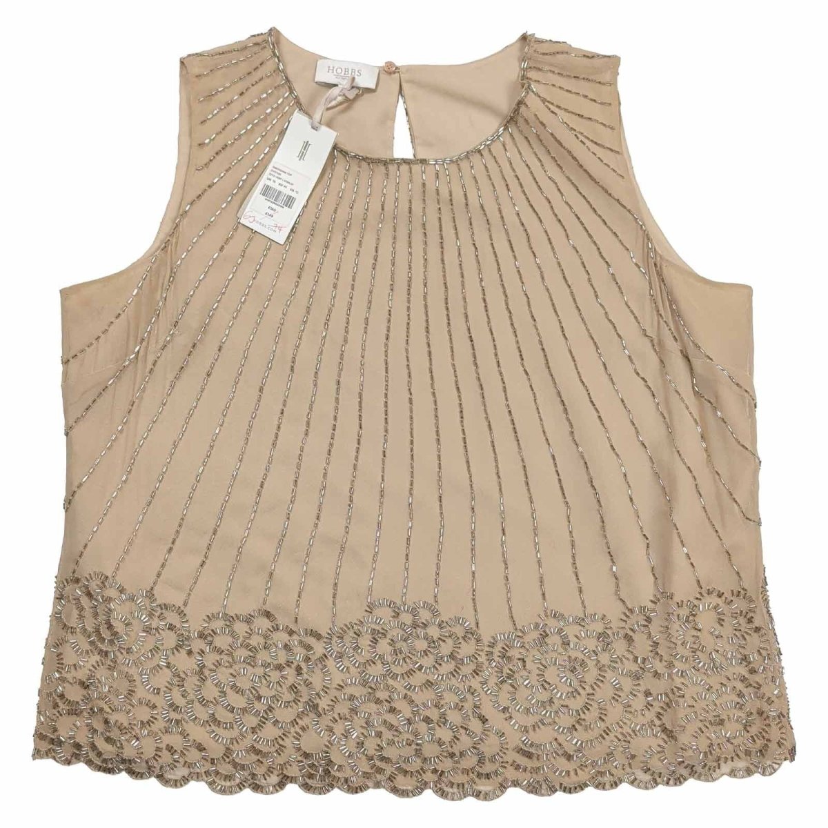 Hobbs Amersham Silk Beaded Top UK 16 Oyster Sleeveless Occasion NWT – product photo 1 | RewearableUK
