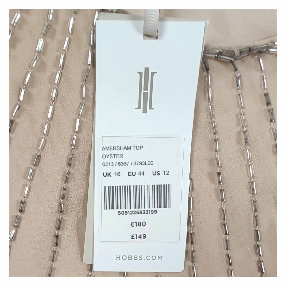 Hobbs Amersham Silk Beaded Top UK 16 Oyster Sleeveless Occasion NWT – product photo 6 | RewearableUK