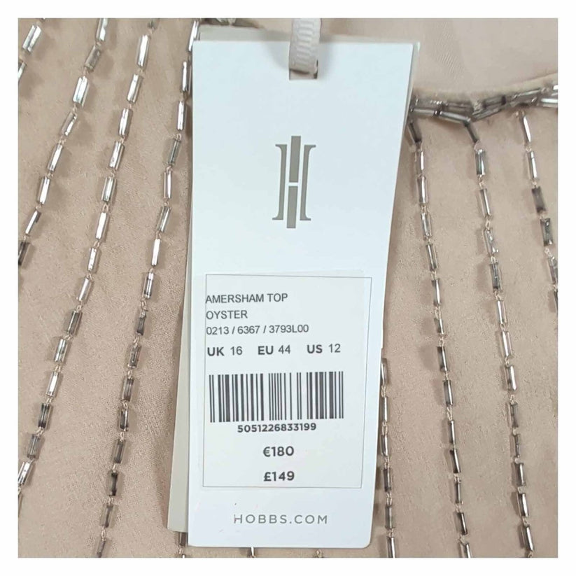 Hobbs Amersham Silk Beaded Top UK 16 Oyster Sleeveless Occasion NWT – product photo 6 | RewearableUK