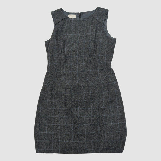 Hobbs Grey Wool Blend Check Sheath Dress UK 12 EU 40 US 8 Work Office by Hobbs – DRESSING | RewearableUK