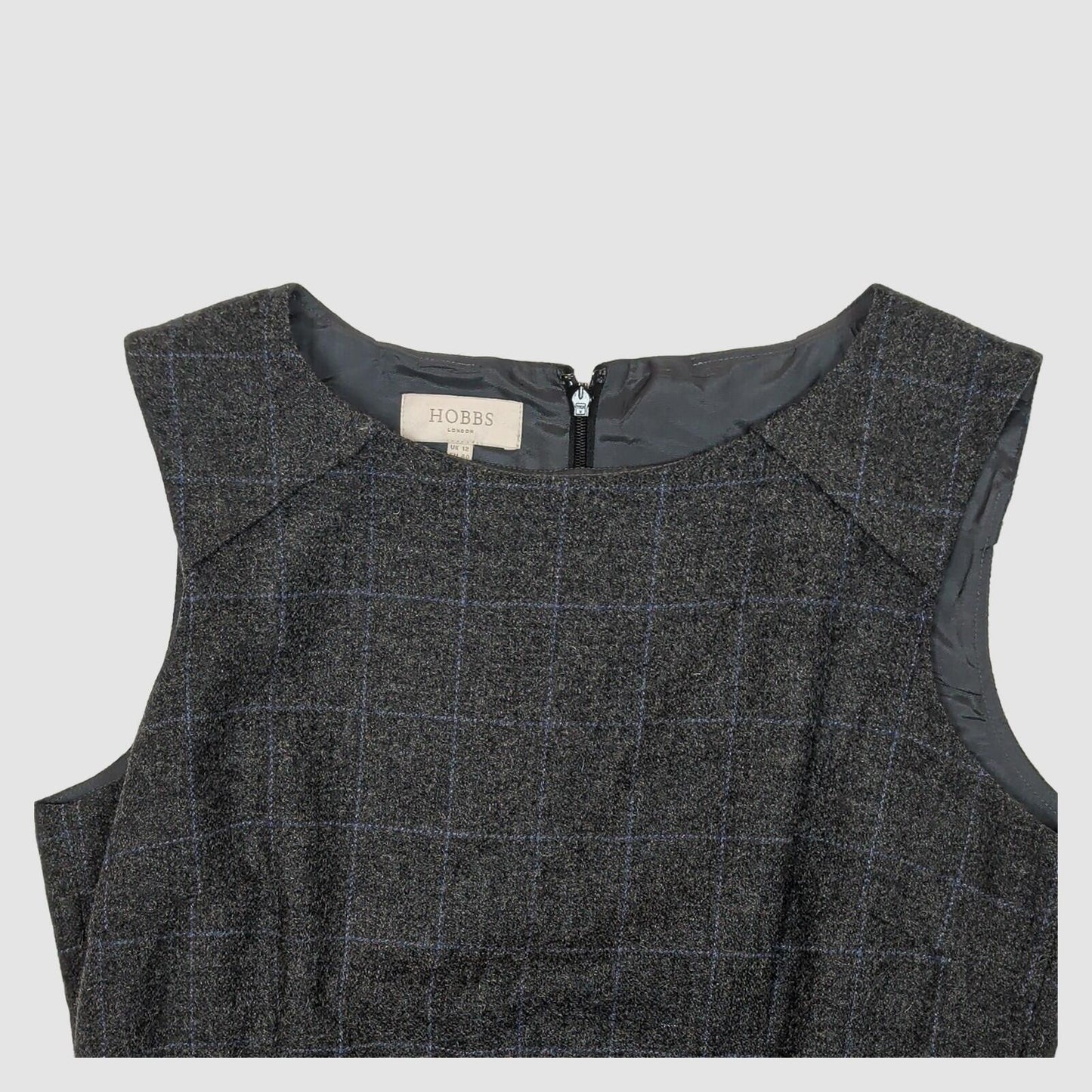 Hobbs Grey Wool Blend Check Sheath Dress UK 12 EU 40 US 8 Work Office by Hobbs – DRESSING | RewearableUK