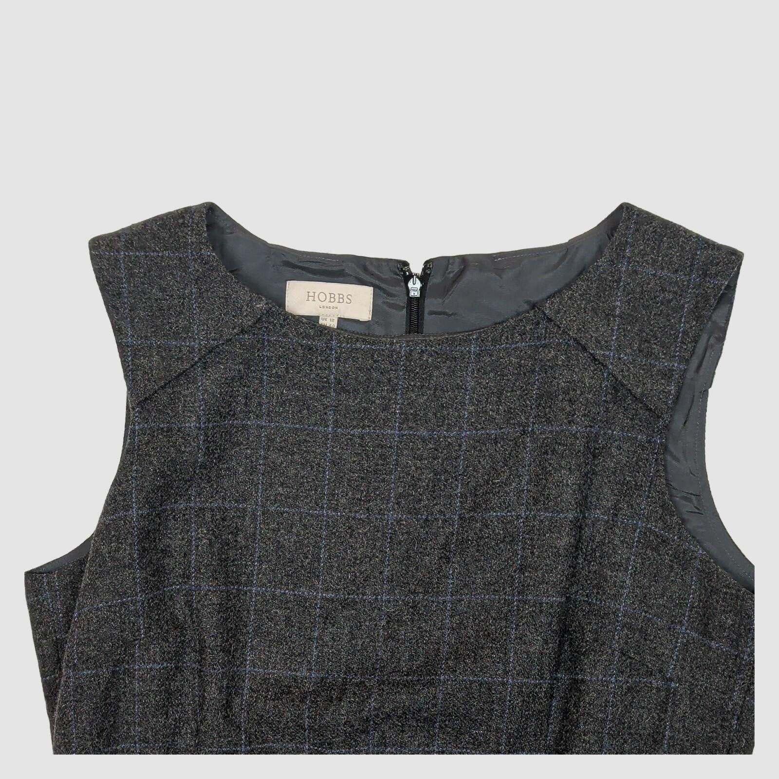 Hobbs Grey Wool Blend Check Sheath Dress UK 12 EU 40 US 8 Work Office by Hobbs – DRESSING | RewearableUK