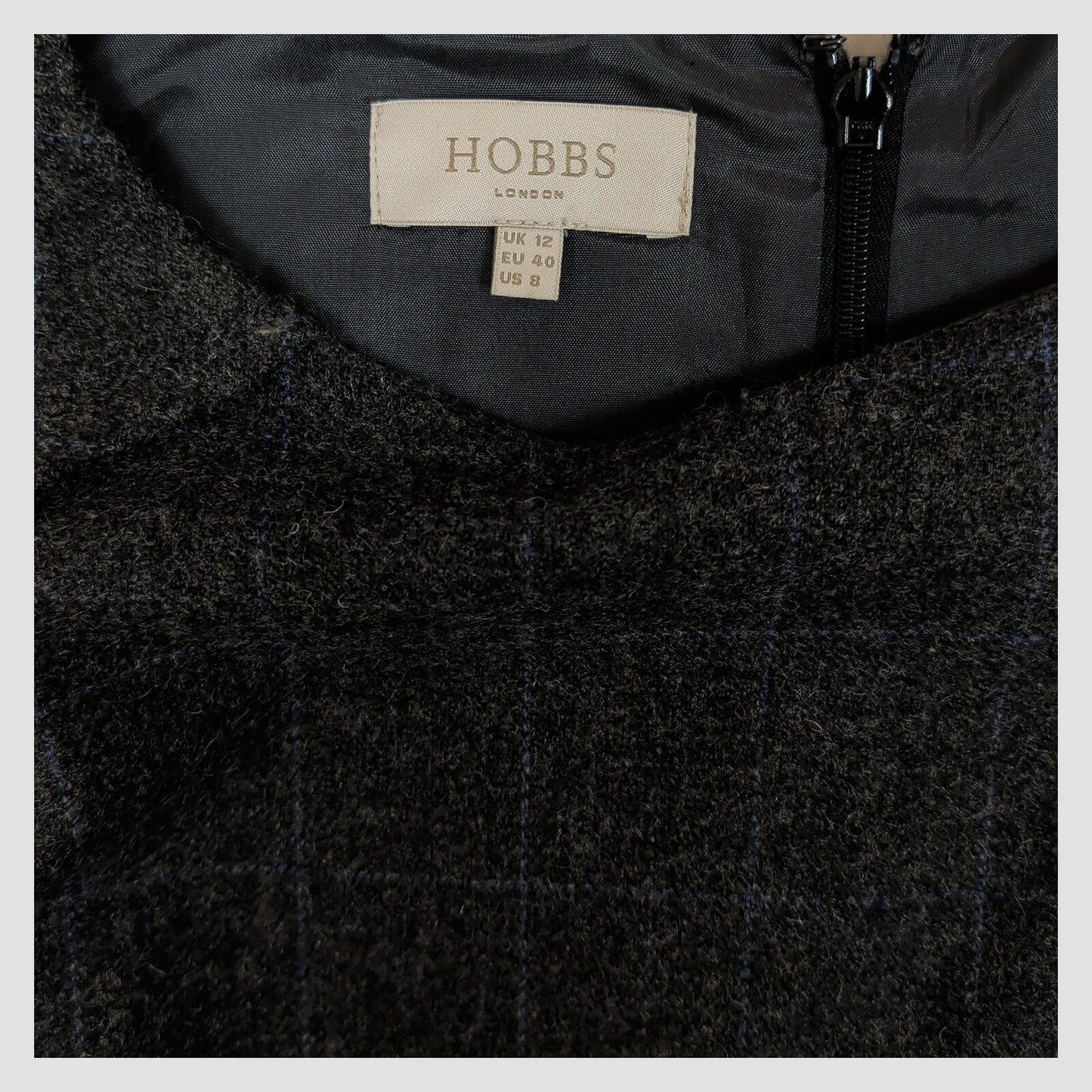 Hobbs Grey Wool Blend Check Sheath Dress UK 12 EU 40 US 8 Work Office by Hobbs – DRESSING | RewearableUK