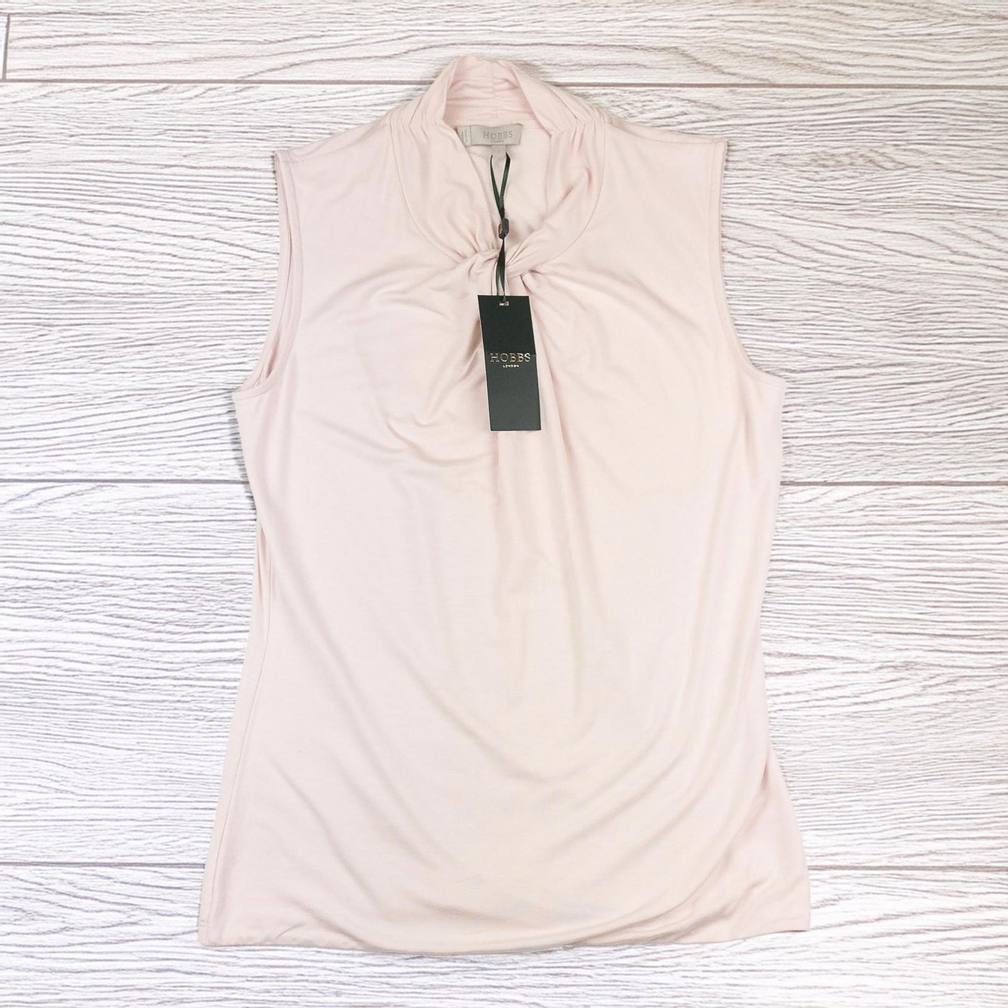 Hobbs London Amber Sleeveless Top UK S Pale Pink Twist Neck Blouse NWT by Hobbs – | RewearableUK
