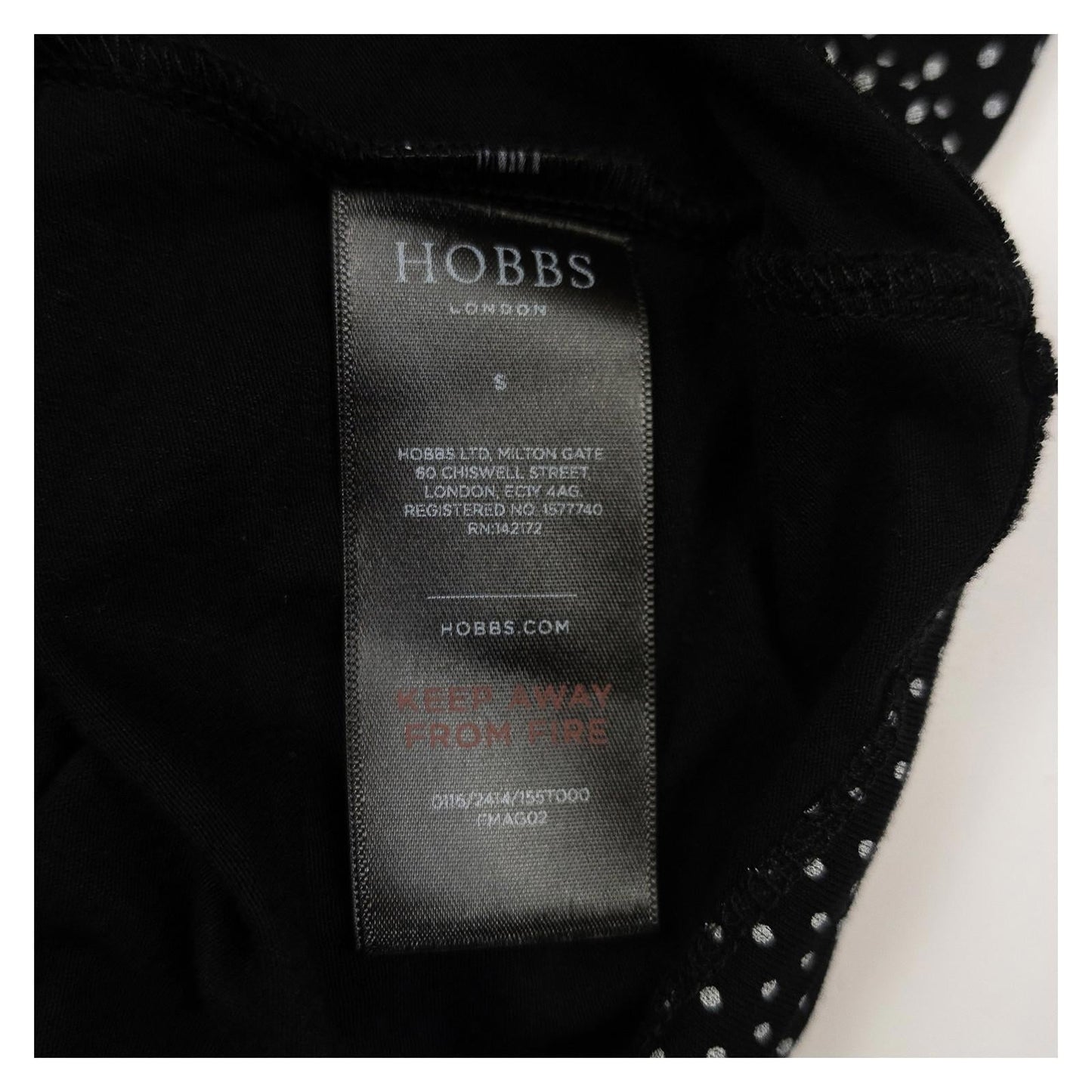 Hobbs London Polka Dot Top Size S Peter Pan Collar 3/4 Sleeve Mod Black Jersey by Hobbs – | RewearableUK
