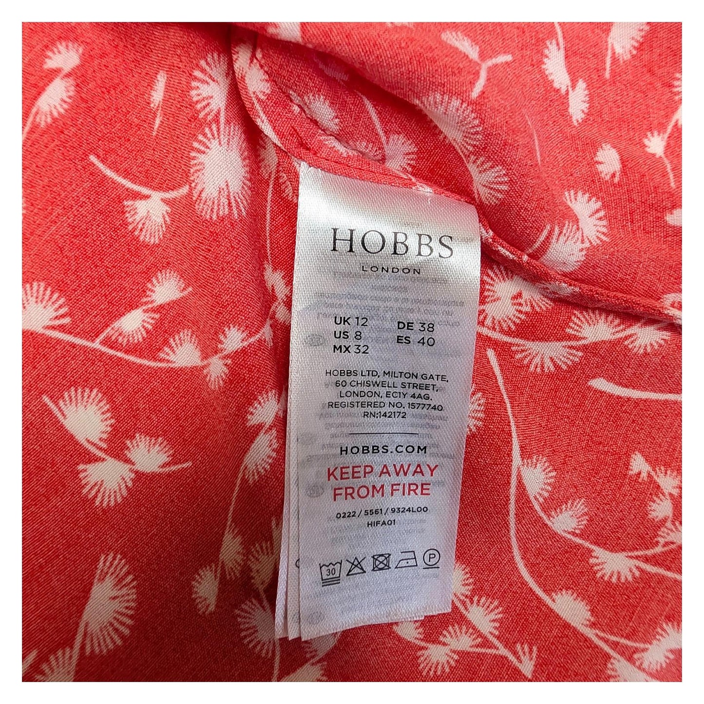 Hobbs London Red Viscose Blouse Size UK 12 US 8 White Floral Dandelion V - Neck by Hobbs – | RewearableUK