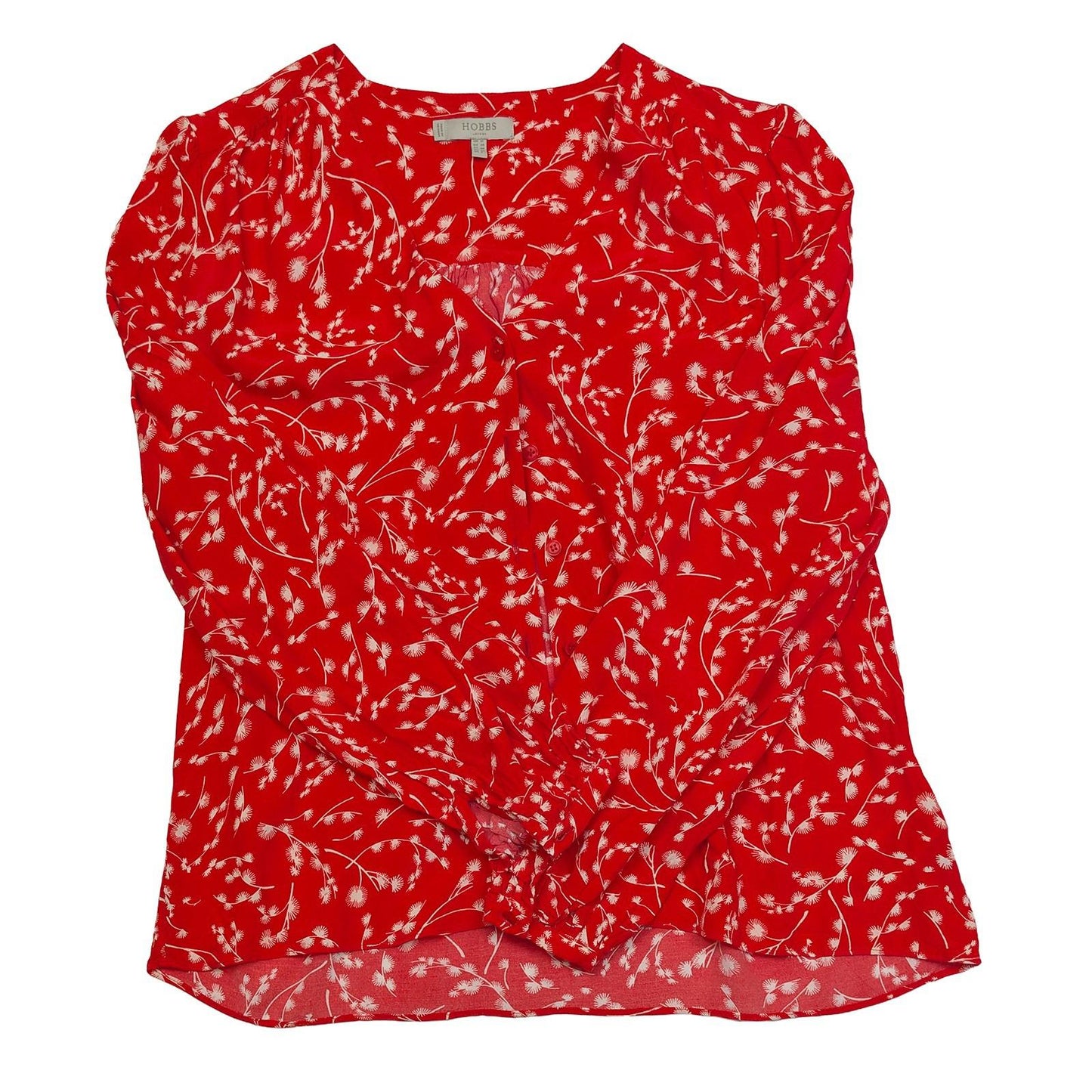 Hobbs London Red Viscose Blouse Size UK 12 US 8 White Floral Dandelion V - Neck by Hobbs – | RewearableUK