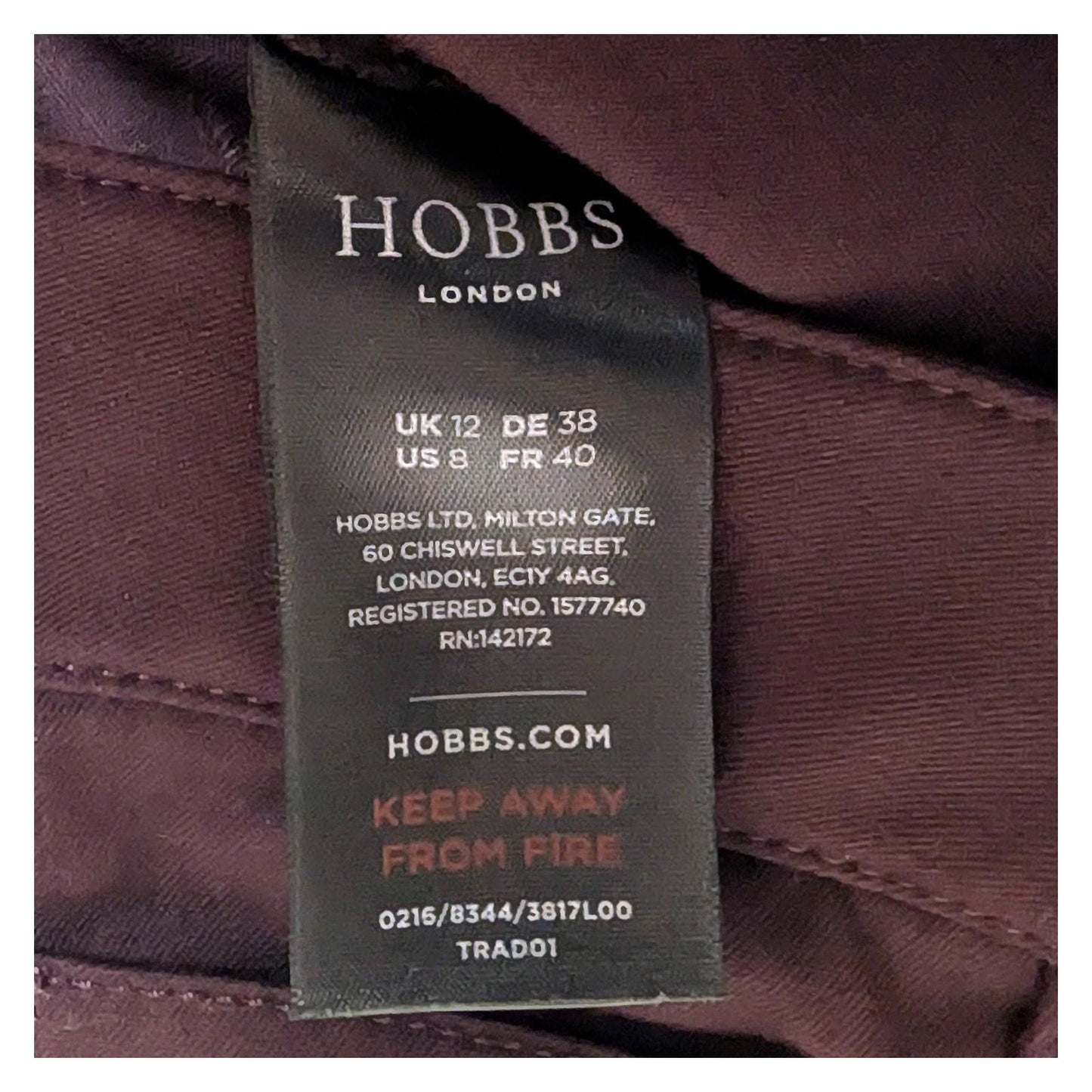hobbs london women size uk 12 burgundy plum slim fit stretch smart trousers by Hobbs – | RewearableUK