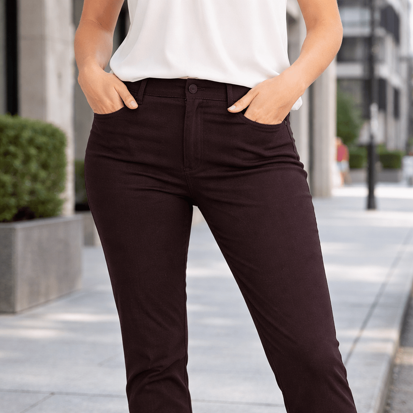hobbs london womens burgundy plum stretch slim fit smart trousers size uk 12 by Hobbs – trousers | RewearableUK