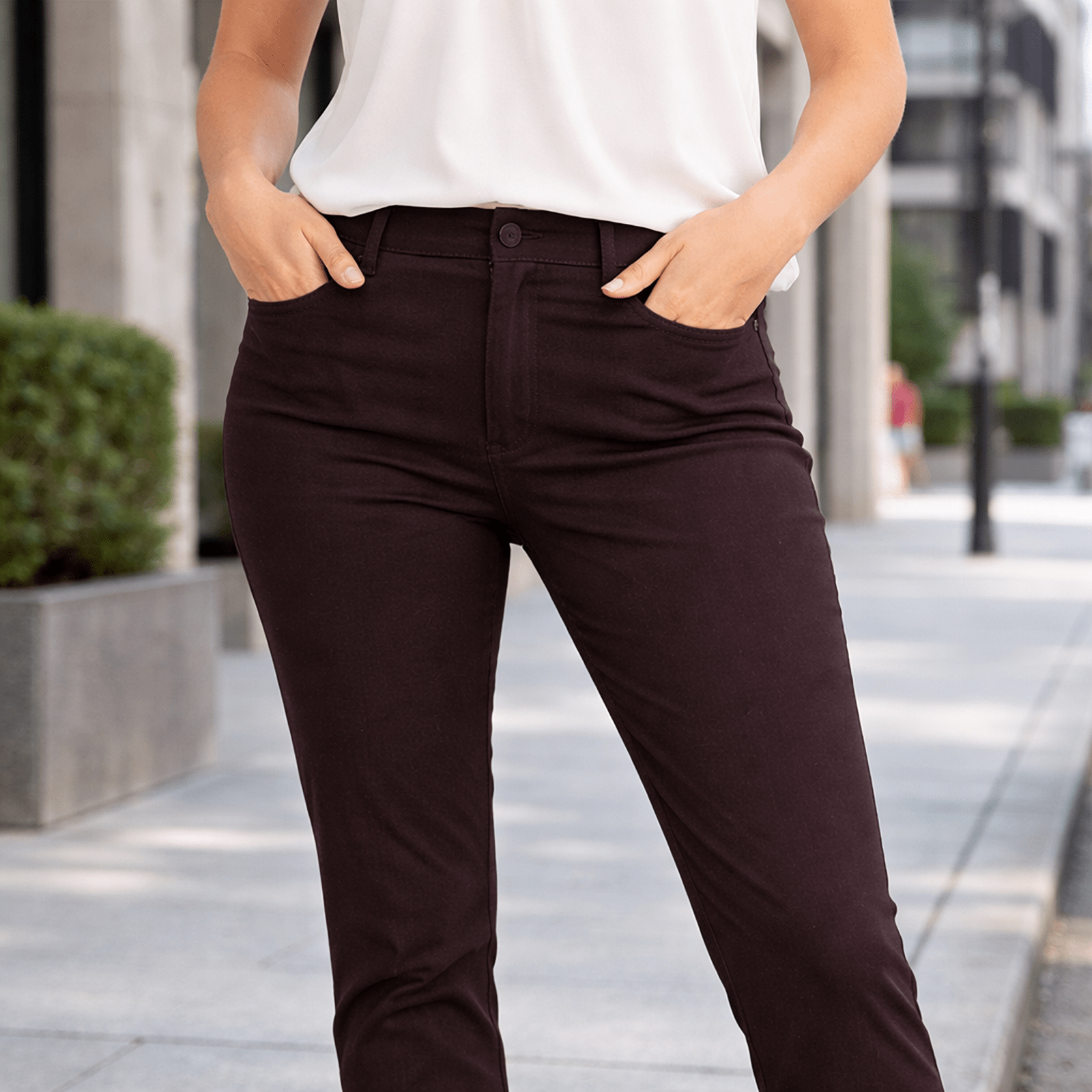 hobbs london womens burgundy plum stretch slim fit smart trousers size uk 12 by Hobbs – trousers | RewearableUK