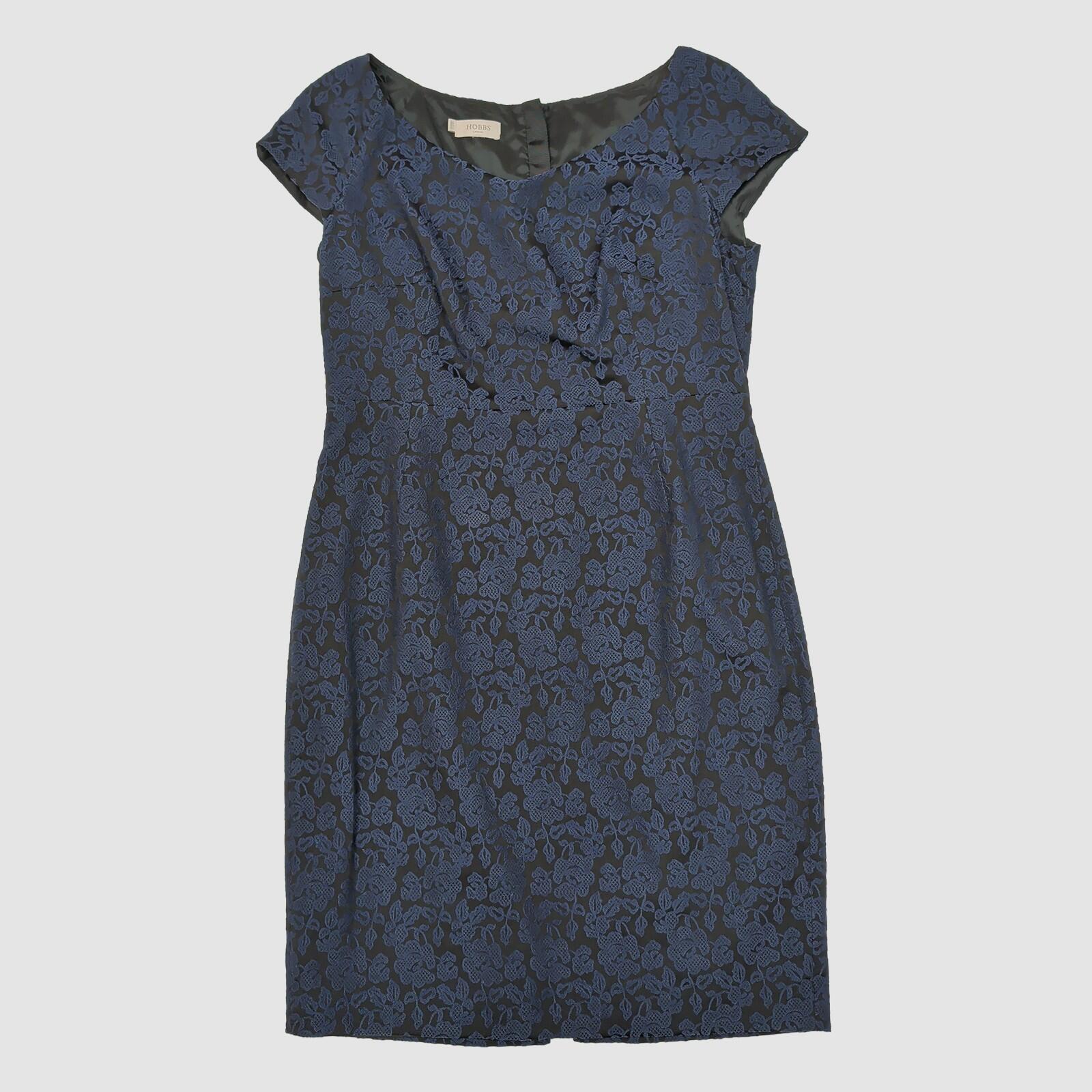Hobbs London Womens Dress Blue Floral Jacquard Fit Flare UK 14 Elegant by Hobbs – DRESSING | RewearableUK