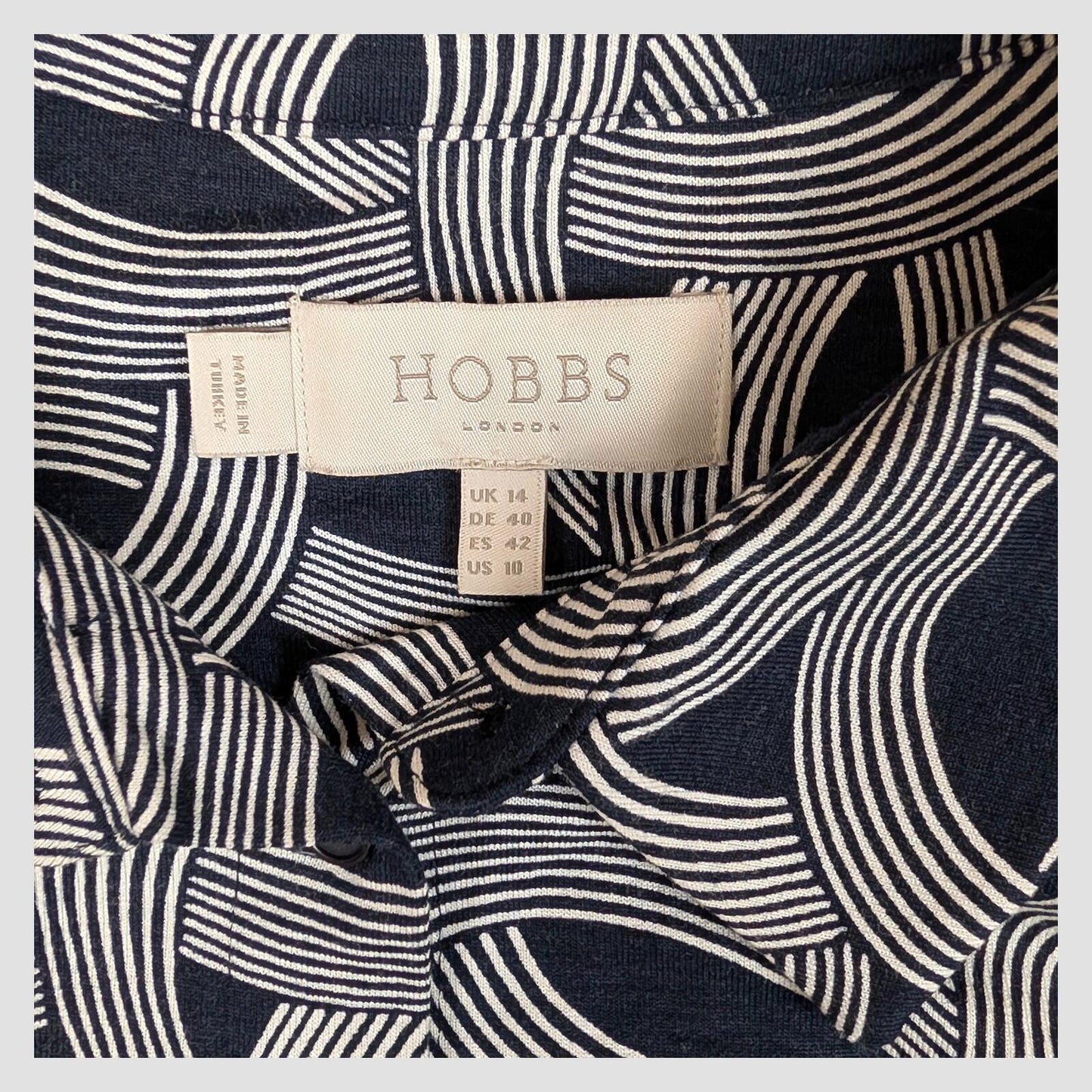 Hobbs London Womens Navy White Geometric Shirt Midi Dress UK 14 Elegant by Hobbs – | RewearableUK