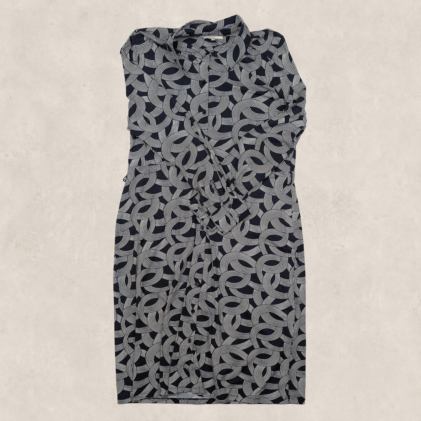 Hobbs London Womens Navy White Geometric Shirt Midi Dress UK 14 Elegant by Hobbs – | RewearableUK