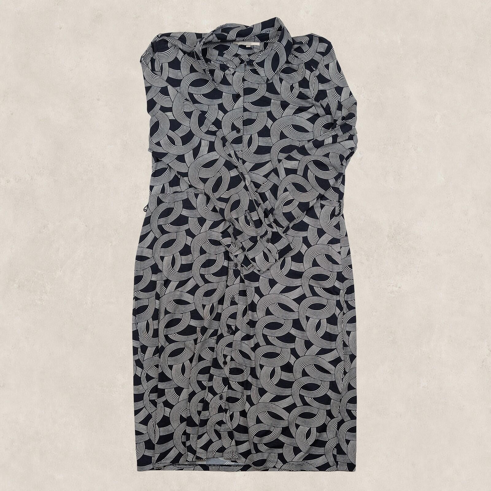 Hobbs London Womens Navy White Geometric Shirt Midi Dress UK 14 Elegant by Hobbs – | RewearableUK