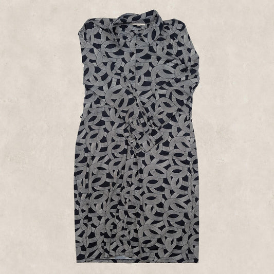 Hobbs London Womens Navy White Geometric Shirt Midi Dress UK 14 Elegant by Hobbs – | RewearableUK