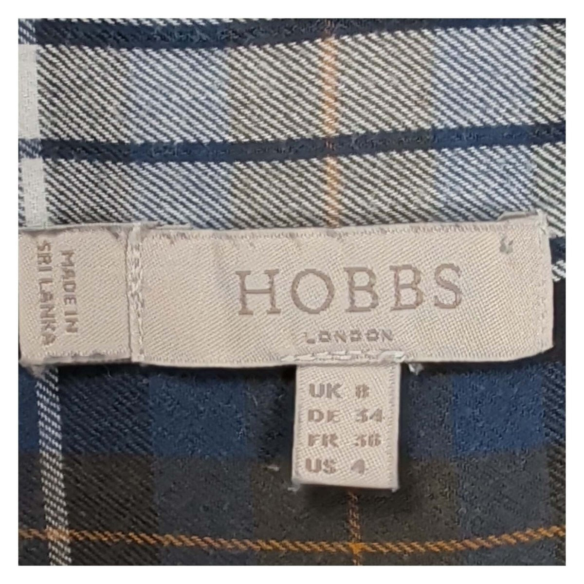 Hobbs Navy Check Cotton Ruffle Blouse – UK 8 – product photo 5 | RewearableUK