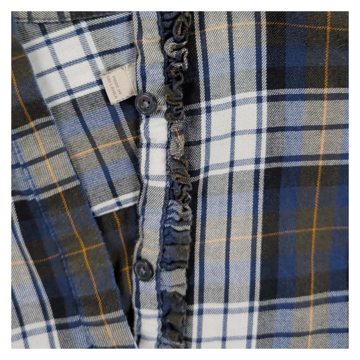 Hobbs Navy Check Cotton Ruffle Blouse – UK 8 – product photo 4 | RewearableUK
