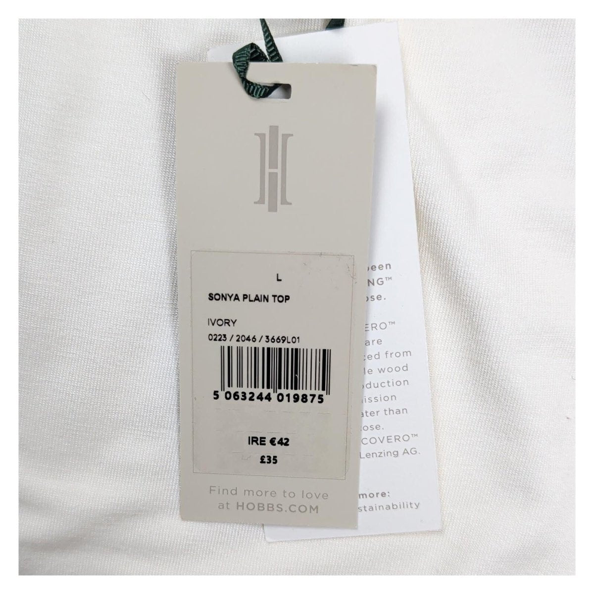 Hobbs Sonya Women's Top L UK 16-18 Ivory Boat Neck 3/4 Sleeve BNWT – product photo 3 | RewearableUK