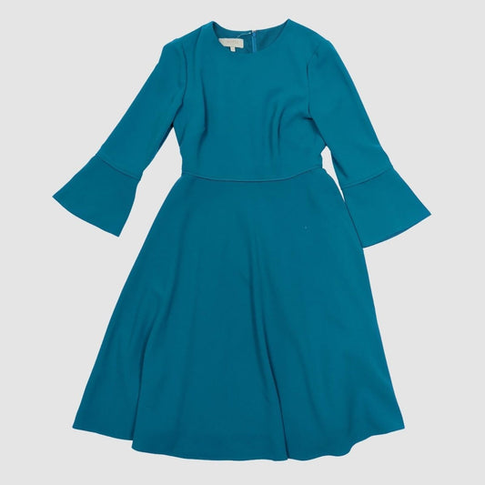 Hobbs Teal Fit Flare Dress UK 6 Bell Sleeve Midi Occasion Cocktail Dress by Hobbs – DRESSING | RewearableUK