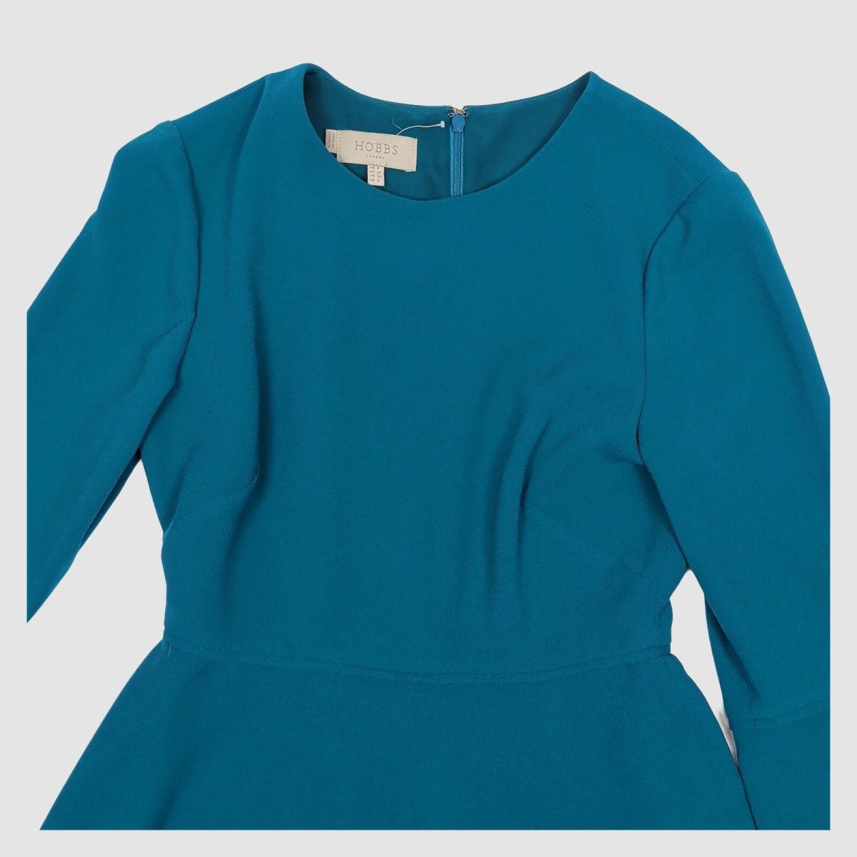 Hobbs Teal Fit Flare Dress UK 6 Bell Sleeve Midi Occasion Cocktail Dress by Hobbs – DRESSING | RewearableUK
