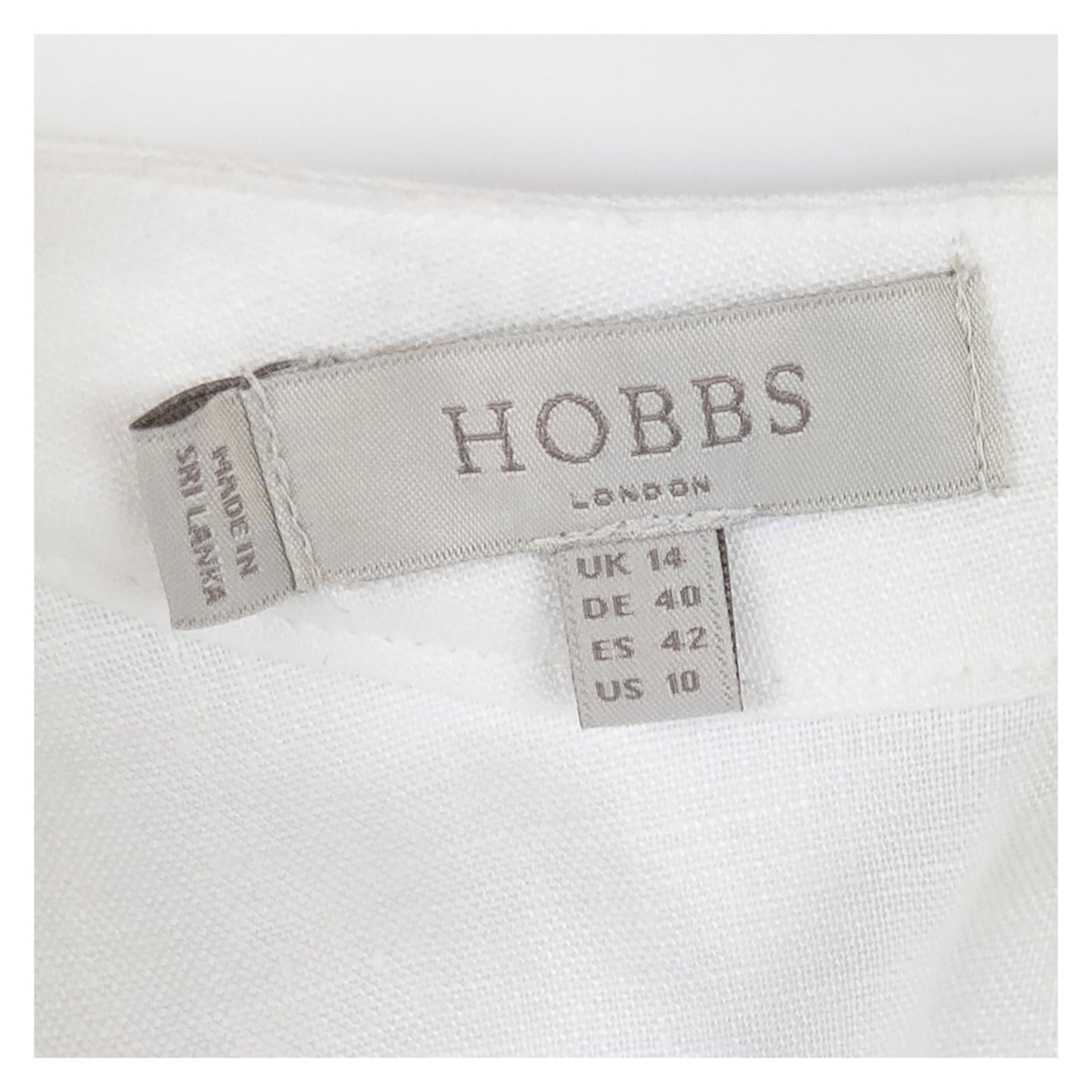 Hobbs Top Blouse UK 14 White 100% Linen Sleeveless Button Back NWOT by Hobbs – | RewearableUK