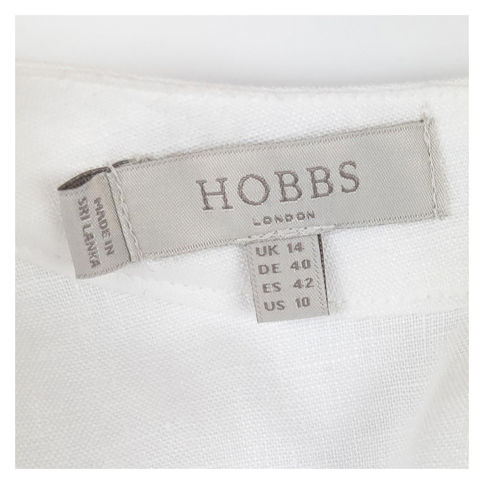 Hobbs Top Blouse UK 14 White 100% Linen Sleeveless Button Back NWOT by Hobbs – | RewearableUK