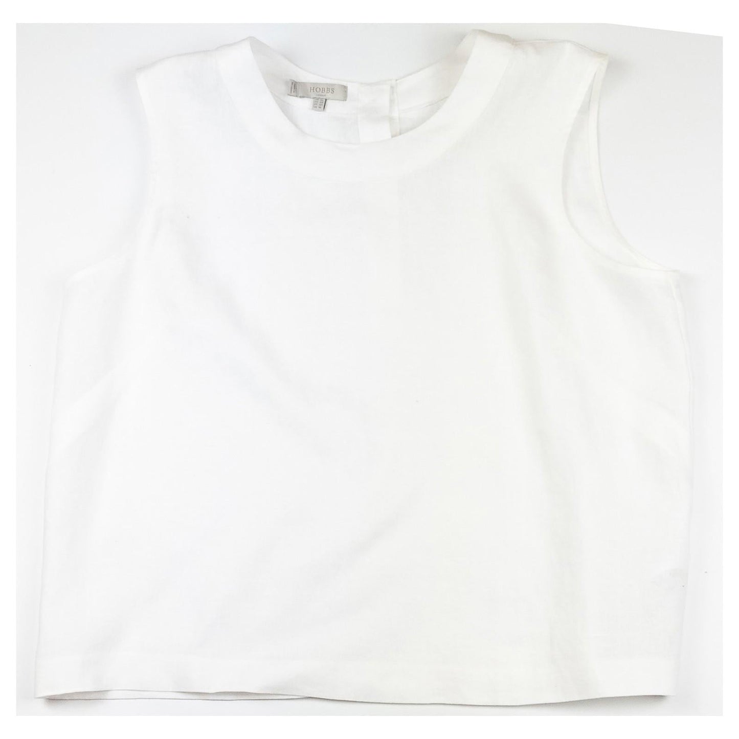 Hobbs Top Blouse UK 14 White 100% Linen Sleeveless Button Back NWOT by Hobbs – | RewearableUK