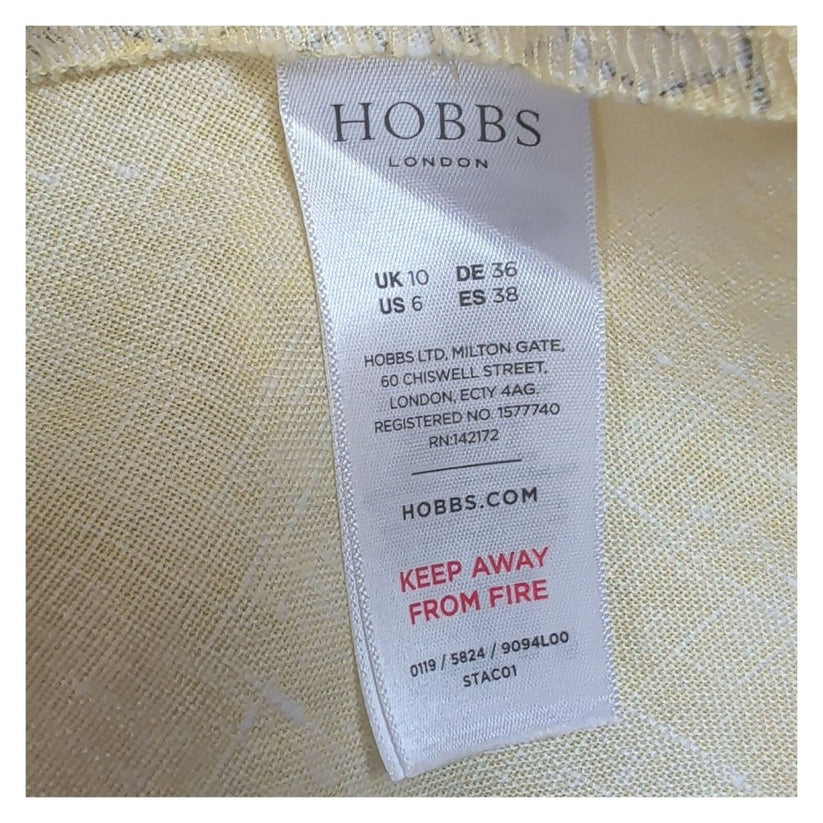 Hobbs Twitchill Pineapple Linen Dress UK 10 Yellow Belted Sleeveless – product photo 4 | RewearableUK