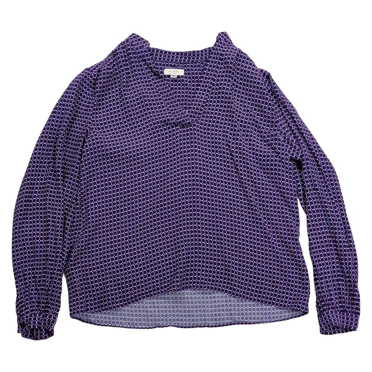 Hobbs Women's Blouse UK 10 Purple Geometric Cowl Neck Viscose Front Snag – product photo 1 | RewearableUK