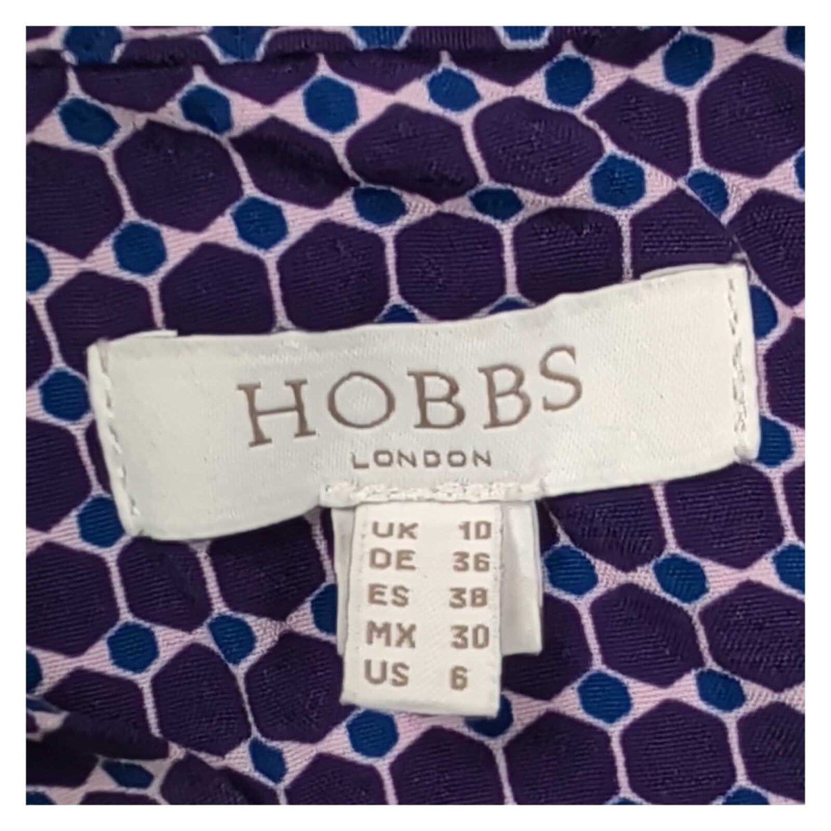 Hobbs Women's Blouse UK 10 Purple Geometric Cowl Neck Viscose Front Snag – product photo 3 | RewearableUK