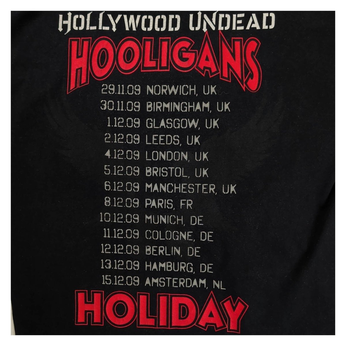Hollywood Undead Hooligans Holiday 2009 Tour T-Shirt L Black Rock Band Tee – product photo 4 | RewearableUK