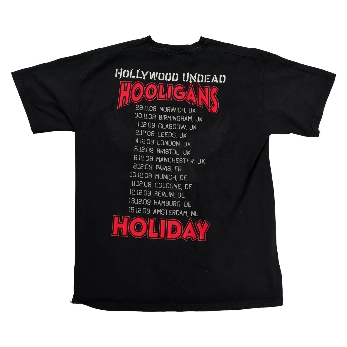 Hollywood Undead Hooligans Holiday 2009 Tour T-Shirt L Black Rock Band Tee – product photo 2 | RewearableUK