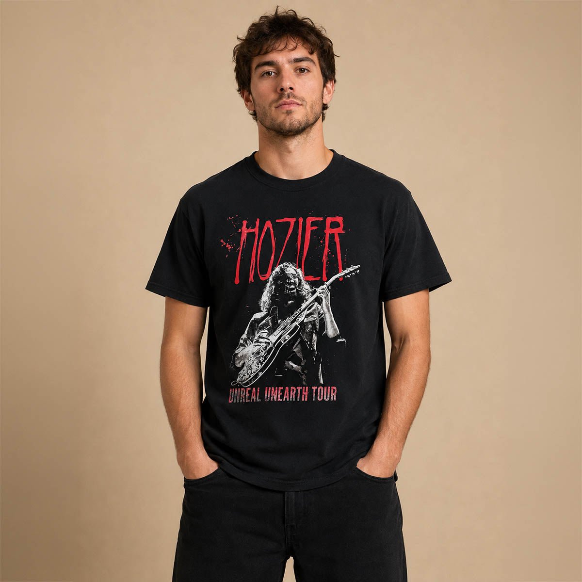 Hozier Unreal Unearth Tour T-Shirt XL Black Fruit of the Loom – Music T-Shirt product photo 1 | RewearableUK